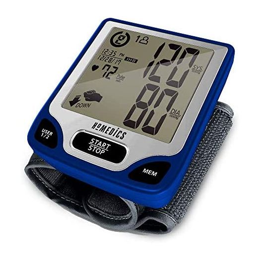 HoMedics Automatic Wrist Blood Pressure Monitor, BP Monitor with Easy One-Touch Operation, Stores up to 120 Readings (60 Per User), Blood Pressure Cuff and Storage Case Included