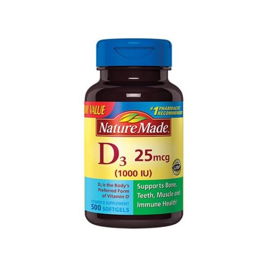 Nature Made Vitamin D3 25mcg/1000IU Softgels Value Size, 500ct