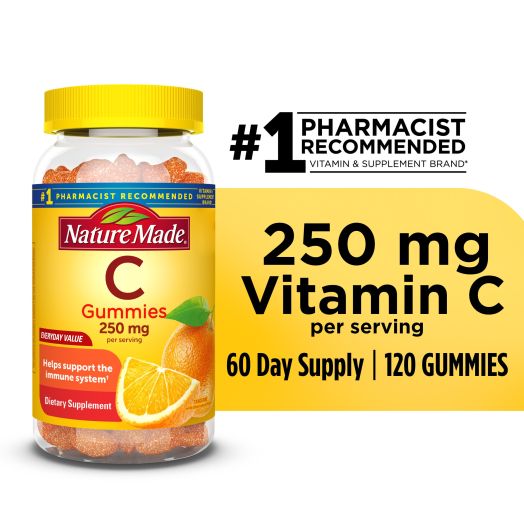 Nature Made Vitamin C Gummies 250 mg, 120 Count, Tangerine