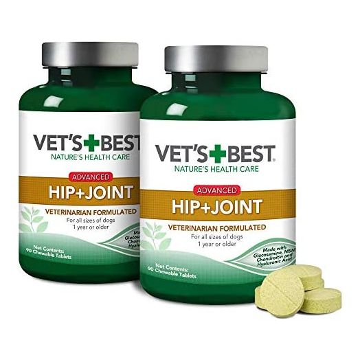 Vet's Best Advanced Hip & Joint Dog Supplements | Formulated with Glucosamine and Chondroitin to Support Dog Joint and Cartilage Health (90 Tablets, 2 Pack)