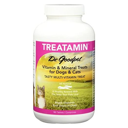 Dr. Goodpet Treatamin - Delicious All Natural Healthy Vitamin/Mineral Treats for Dogs & Cats with Goats Milk Whey- 180 tabs