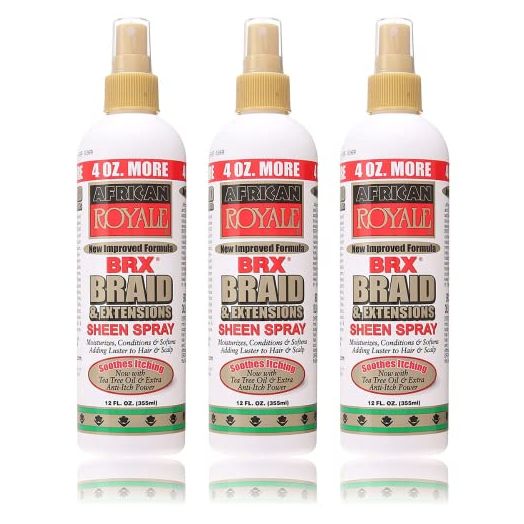 African Royale BRX Braid and Extensions Sheen Spray, 12 oz (Pack of 3)