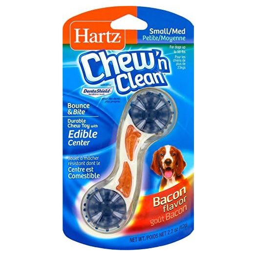 Hartz Chew 'n Clean Bounce & Bite Bacon Flavored Dental Dog Chew Toy and Treat - Small/Medium