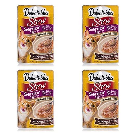 Hartz 11055 1.4 Oz Senior Stew Chicken & Tuna Delectables Lickable Treats For Cats pack of 4