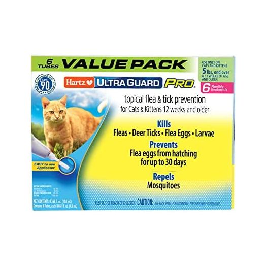 Hartz UltraGuard Pro Topical Flea & Tick Prevention for Cats & Kittens, Over 5 lbs 6 Monthly Treatments
