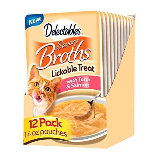 Hartz Delectables Savory Broths Lickable Wet Cat Treats for Adult & Senior Cats, 12 Pack