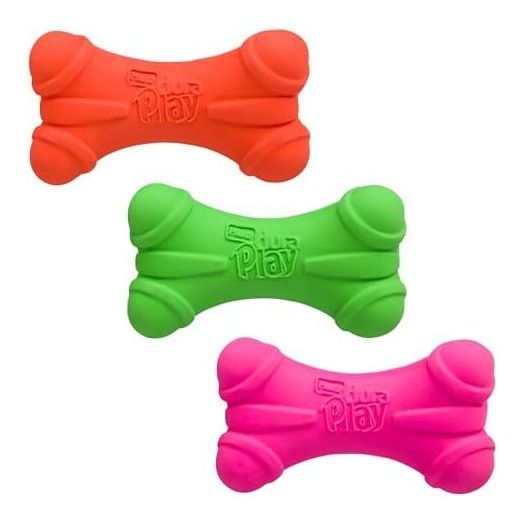 Hartz DuraPlay Bone Squeaky Latex Dog Toy for Medium Breeds, 3 Pack