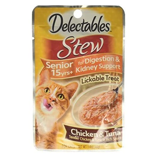 Hartz Delectables Stew Lickable Treat for Senior Cats Chicken Tuna (Pack of 4)
