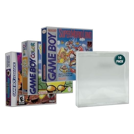 MALKO Video Game Protector Compatible with: Original Game Boy | Color & Gameboy Advance Game Box | Clear Plastic Sleeve | 10 PACK