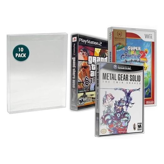 MALKO 10 Pack Video Game Protector Case Compatible with: PS2 | WII - WII U | Gamecube | Xbox & DVD Standard Case | Acid Free Protective Sleeve