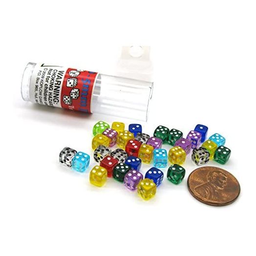 Koplow Games Tiny Dice: Deluxe Transparent: 30pc Assorted Colours