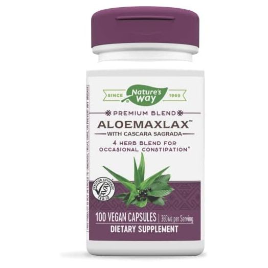 Nature's Way AloeMaxLax with Cascara Sagrada for Occasional Constipation, 4 Herb Blend, 100 Count