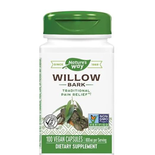 Nature's Way Willow Bark, Traditional Pain Relief**, Non-GMO Project Verified, 800 mg per Serving, Vegan, 100 Capsules