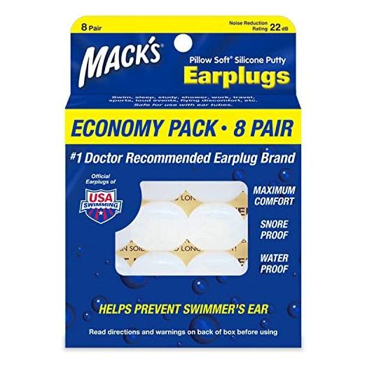 Mack’s Pillow Soft Silicone Earplugs – 8 Pair, Economy Pack – The Original Moldable Silicone Putty Ear Plugs for Sleeping, Snoring, Swimming, Travel, Concerts and Studying