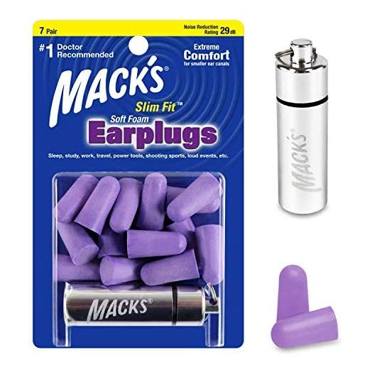 Mack’s Slim Fit Soft Foam Earplugs, 7 Pair with Travel Case – Small Ear Plugs for Sleeping, Snoring, Traveling, Concerts, Shooting Sports and Power Tools