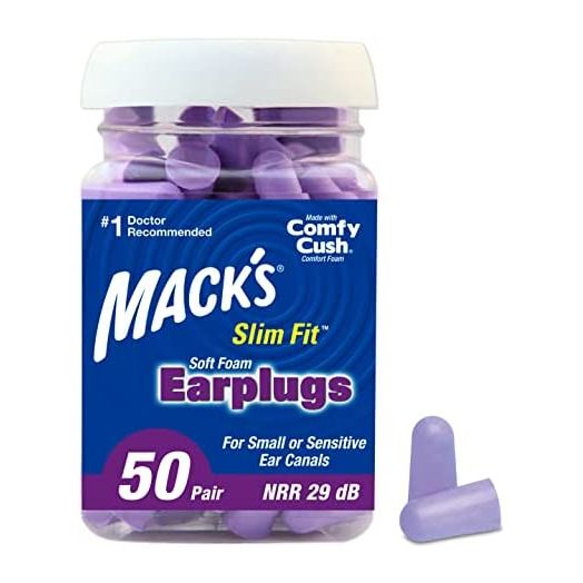 Mack's Slim Fit Soft Foam Earplugs, 50 Pair - Small Ear Plugs for Sleeping, Snoring, Traveling, Concerts, Shooting Sports & Power Tools