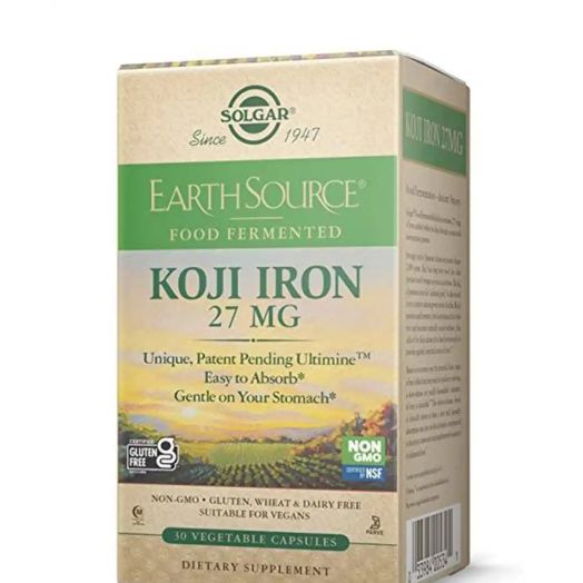 Solgar Vitamin and Herb Earth Source Food Fermented Koji Iron 27 mg - 30 Vegetable Capsules