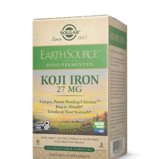 Solgar Vitamin and Herb Earth Source Food Fermented Koji Iron 27 mg - 60 Vegetable Capsules