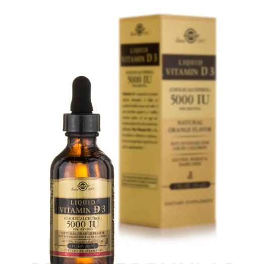 Solgar Vitamin and Herb Liquid Vitamin D3 (Cholecalciferol) Natural Orange Flavor 5000 IU - 2 fl. oz (59 ml)