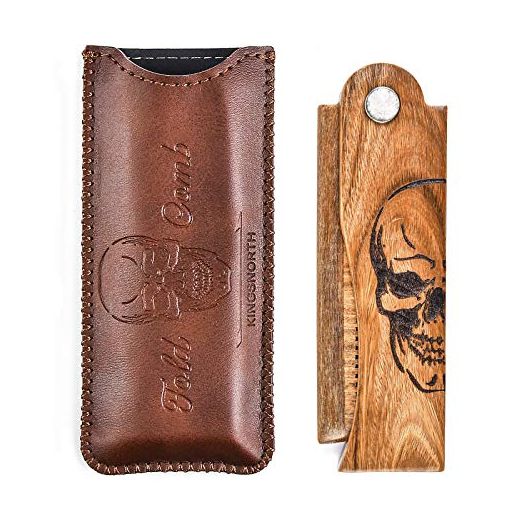 Menesia Men's Pocket Comb, Folding Wooden Beard Comb with Travel Case
