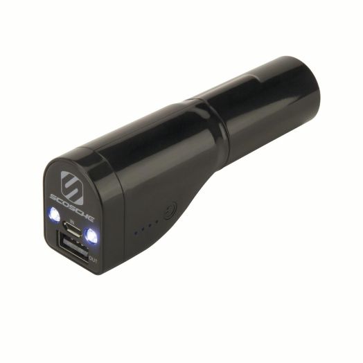 SCOSCHE 2600 PBC71 GoBat™ 3-In-1 12V USB Car Charger with 2600 mAh Portable Battery Pack and Flashlight - Black