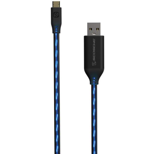Scosche EZFLA EZTIP REVERSIBLE MICRO USB CHARGE & SYNC CABLE WITH LED 3FT