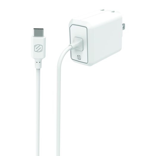 SCOSCHE HPDC86WT-SP Type-C Wall Charger with Integrated Type-C Cable for 3.0, 2.0 and Standard USB-C Devices, 3X the Power for Quick Charging, White