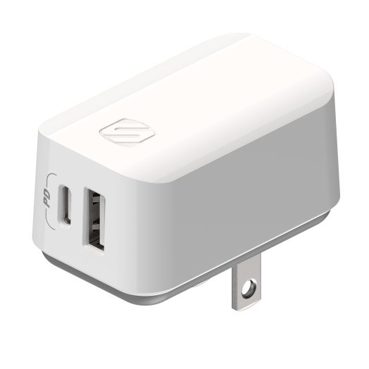 SCOSCHE HPDCA32WT PowerVolt 32W Certified USB Type-C + USB Type-A Fast Wall Charger Power Delivery 3.0 for All USB-C and USB-A Devices, White