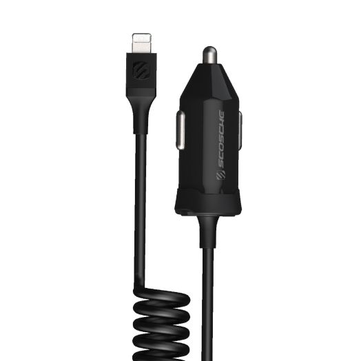 Scosche CPDi4203-SP PowerVolt™ 20W MFi Certified Fast Car Power Delivery 3.0 with Attached 4-foot Adjustable Coiled Lightning Cable for All Lightning Devices