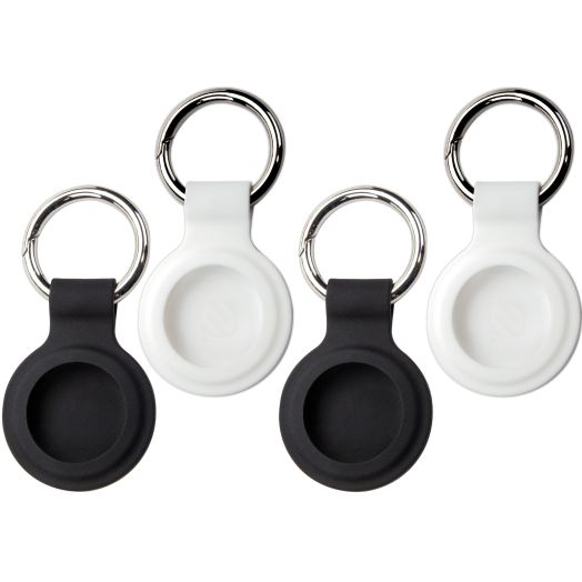 Scosche ATHS1BW-4PKSP FoundIt Silicone Protective Key Ring Holders for AirTag, 2 White & 2 Black