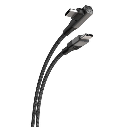 Scosche CCBRA6-SP Strikeline RA Premium USB-C to Right-Angle USB-C Charge & Sync Braided Cable 6-ft. Black/Space Gray