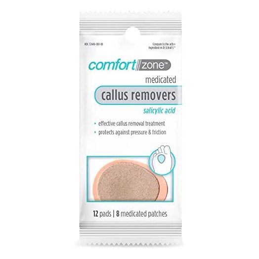 Comfort Zone Medicated Callus Removers, Effective Callus Removal Treatment with Salicylic Acid, 8 Medicated Patches and 12 Protective Pads