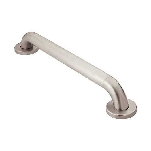 Moen R8912P Home Care Safety 12-Inch Stainless Steel Bathroom Grab Bar with Concealed Screws, Peened
