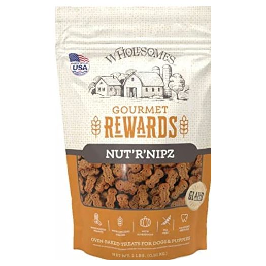 SPORTMiX Wholesomes Gourmet Rewards Nut'R'Nipz Dog Biscuits, Peanut Butter, 2Lb. Bag (2100306)