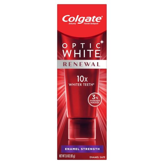 Colgate Optic White Renewal Teeth Whitening Toothpaste, Enamel Strength, 3 Oz