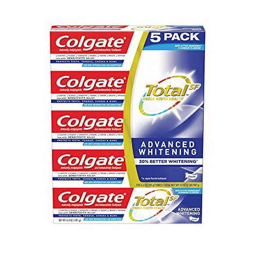 Colgate Total SF Advanced Whitening Toothpaste 6.4 oz (5 Pack)