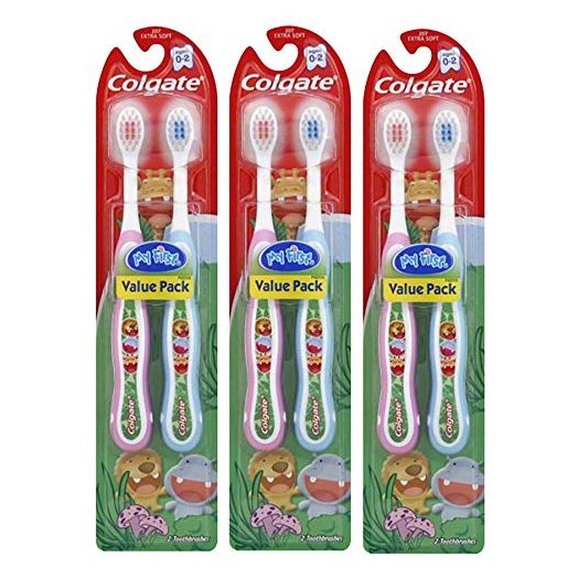 Colgate My First Baby and Toddler Toothbrush, Extra Soft, 6 Count (Pack of 1)