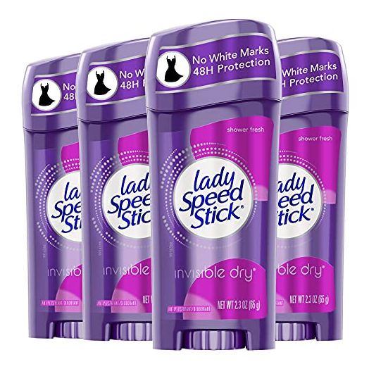 Lady Speed Stick Invisible Dry Antiperspirant Deodorant, Shower Fresh, 2.3 Fl Oz (Pack of 4)