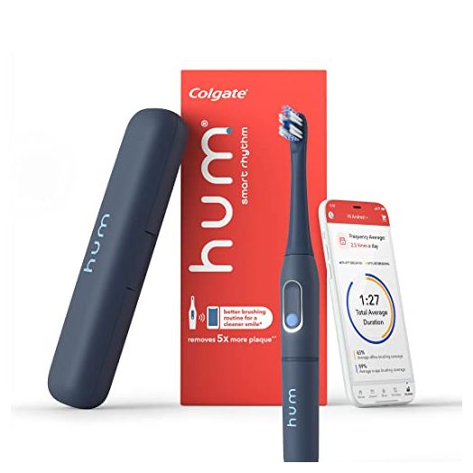 Colgate hum Smart Rhythm Sonic Toothbrush Kit, Battery-Powered, Slate Grey