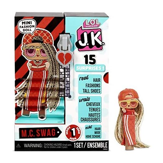 LOL Surprise JK Mini Fashion Doll MC Swag with 15 Surprises Including Dress Up Doll Outfits, Exclusive Doll Accessories - Gifts for Girls and Mix Match Toys for Kids 4-15 Years