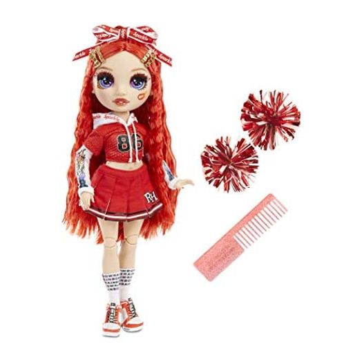 Rainbow High Cheer Ruby Anderson – Red Cheerleader Fashion Doll with 2 Pom Poms and Doll Accessories, Great Gift for Kids 6-12 Years Old
