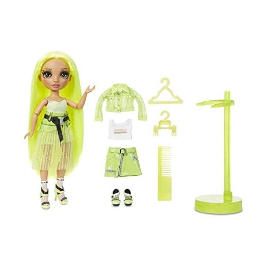 Rainbow High Karma Nichols – Neon Green Fashion Doll with 2 Doll Outfits to Mix & Match and Doll Accessories, Great Gift for Kids 6-12 Years Old