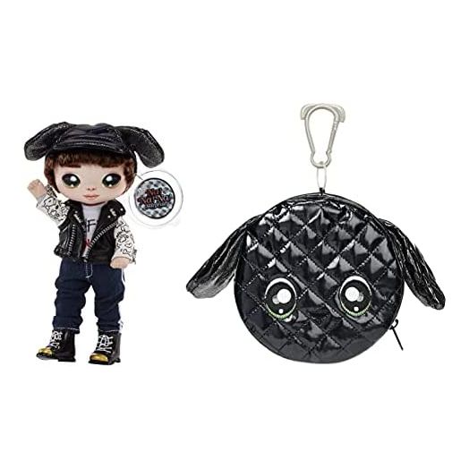 Na Na Na Surprise Glam Series Maxwell Dane Fashion Doll and Metallic Puppy Purse, Brunette Hair, Cute Dog Ear Hat Outfit & Accessories, 2-in-1 Gift for Kids, Toy for Girls and Boys Ages 5 6 7 8+ Years