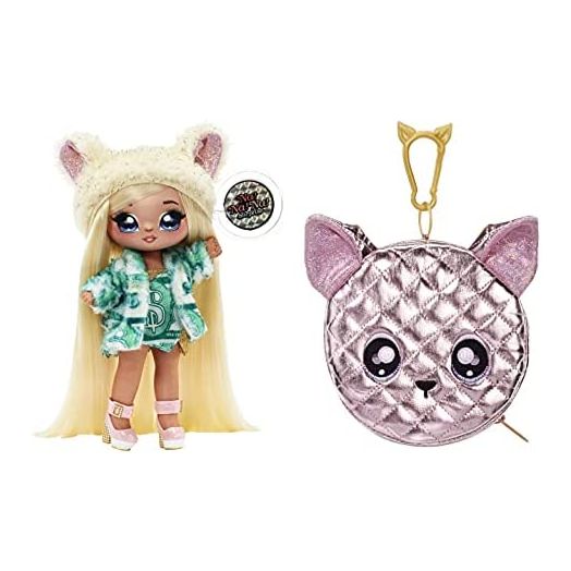 Na Na Na Surprise Glam Series Victoria Grand Fashion Doll and Metallic Chihuahua Purse, Blonde Hair, Cute Dog Ear Hat Outfit & Accessories, 2-in-1 Kids Gift, Toy for Girls & Boys Ages 5 6 7 8+ Years