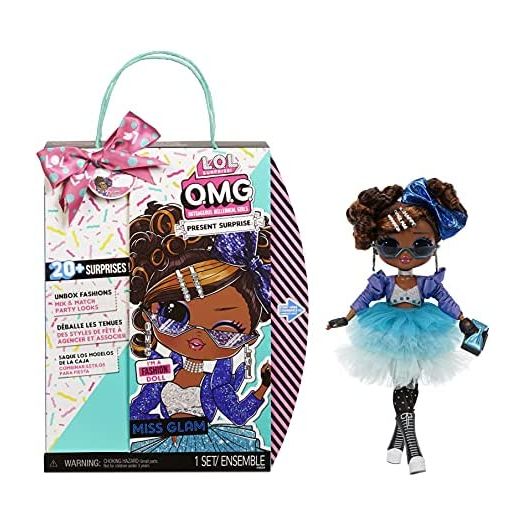 LOL Surprise OMG Present Surprise Fashion Doll Miss Glam with 20 Surprises, Birthday Inspired, 5 Fashion Looks, Accessories,Toys for Girls Boys Ages 4 5 6 7+ Years Old,Multicolor