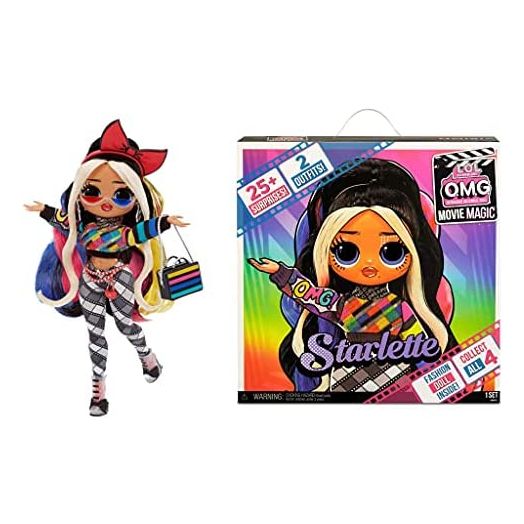 LOL Surprise OMG Movie Magic Starlette Fashion Doll with 25 Surprises Including 2 Outfits, 3D Glasses, Movie Accessories, Reusable Playset– Gift for Kids, Toys for Girls Boys Ages 4 5 6 7+ Years Old