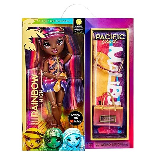 Rainbow High Pacific Coast Phaedra Westward- Sunset (Purple) Fashion Doll with 2 Designer Outfits, Pool Accessories Playset, Interchangeable Legs
