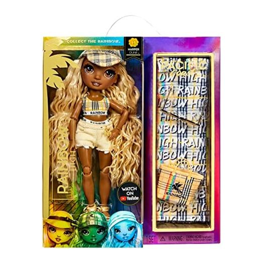 Rainbow High Pacific Coast Harper Dune- Sand (Light Yellow) Fashion Doll with 2 Designer Outfits, Pool Accessories Playset, Interchangeable Legs, Toys for Kids, Great Gift for Ages 6-12+ Years
