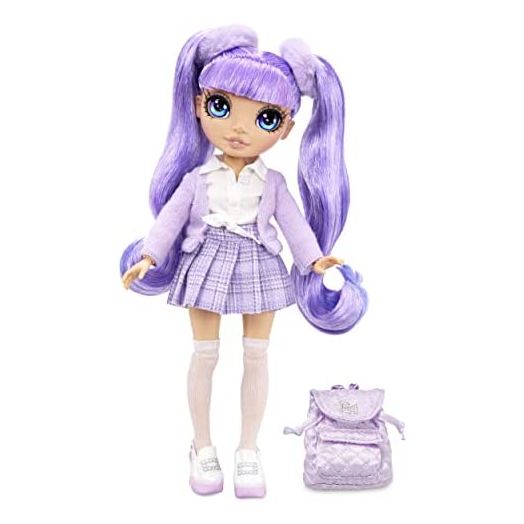 Rainbow High Jr High Violet Willow - 9-inch Purple Fashion Doll with Doll Accessories- Open and Closes Backpack, Great Gift for Kids 6-12 Years Old and Collectors