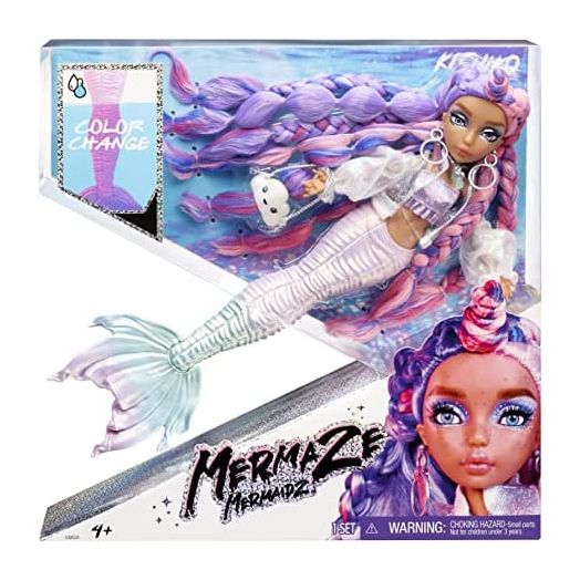 MERMAZE MERMAIDZ Color Change Kishiko Mermaid Fashion Doll Designer Outfit & Accessories, Stylish Hair & Sculpted Tail, Poseable, Collectors Ages 4 5 6 7 8 to 12+, Multicolor (581352)